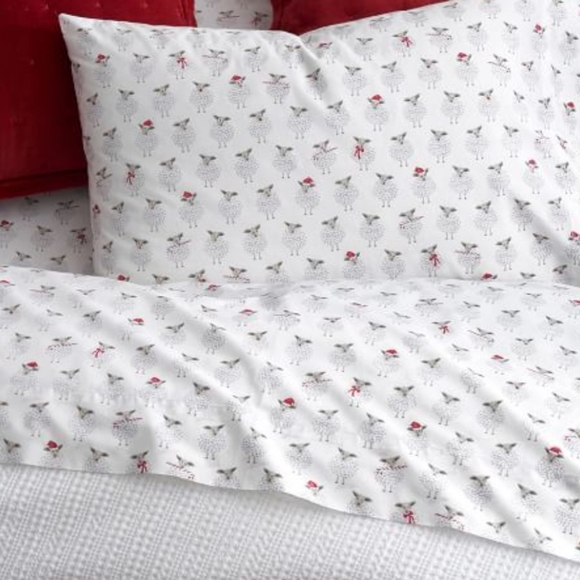 **Pottery Barn Merry Sheep King Christmas Holiday Cotton Percale Pillowcases - Picture 8 of 8